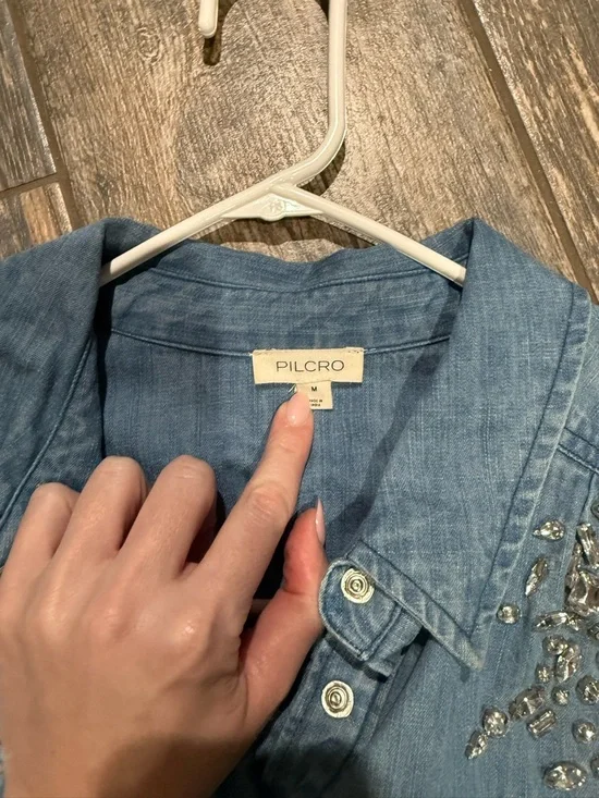 Anthropologie Crystal Denim Button Down - Picture 5 of 6